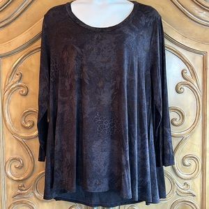 Emily Blu Leopard Floral Print Swing tee